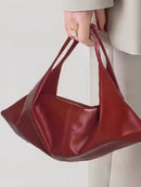 Modern Red Croissant Bag - Axyaa Oil Wax Leather Handbag