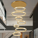 Axyaa Crystal Chandelier: Modern Stair Pendant Lighting for Living Room & Interior