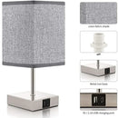 Axyaa Grey Touch Desk Lamp, Dimmable Bedside Light, Rechargeable LED for Bedroom Office