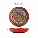 Axyaa Bohemian Ceramic Plate: Creative Western Food Fruit Plate, Oven Microwave Safe
