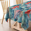 Luxurious Axyaa Whale & Algae Washable Tablecloth for Dining & Events