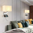 Axyaa LED Fabric Wall Lampshade with USB Charging Port and Dual Switch