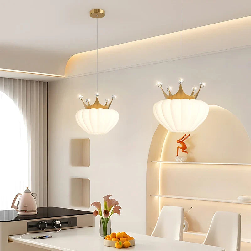 Axyaa White Cloud Crown Pendant Lamp: Luxury Lighting for Children's Bedroom, Living Room & Dining Room