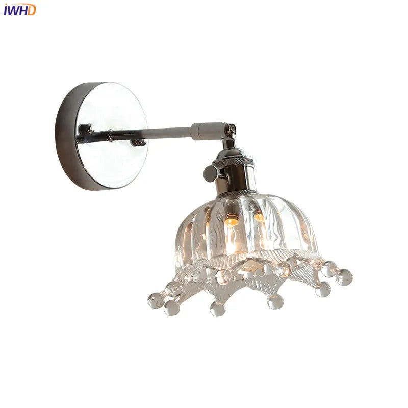 Axyaa Clear Glass Silver LED Wall Sconce with Adjustable Arm & Switch
