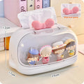 Axyaa Kawaii Tissue Box Holder Display Box Organizer Dolls Desktop Ornament