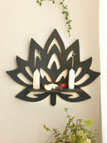 Axyaa Crystal Corner Shelf: Black Wood Wall Shelves for Essential Oils & Witchy Decor