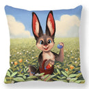 Axyaa Easter Bunny Egg Floral Print Pillowcase