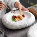 Axya Double Layer Insulation Ceramic Dinner Plate - Irregular Rock Texture Specialty Tableware