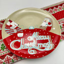 Axyaa Christmas Ceramic Cartoon Relief Plate - 8-inch Circular Decorative Tableware
