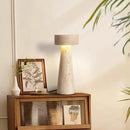 Axyaa Travertine LED Table Lamp for Indoor Decor, Natural Stone Desk Light for Home Décor