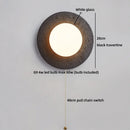 Axyaa White Glass Ball LED Wall Sconce Black Travertine Light Fixture