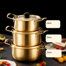 Axyaa Stainless Steel Ramen Pot with Golden Cover - Double Ears Cookware