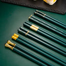 Axyaa Black Alloy Chopsticks Set for Food, Sushi, Noodles - Japanese & Korean Style