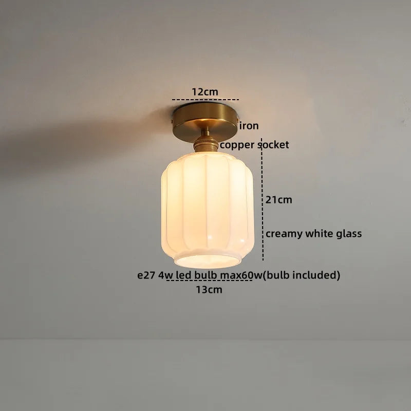 Axyaa Copper Glass LED Ceiling Light for Home Decor - Nordic Style Fixtures