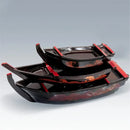 Axya Sushi Sashimi Boat Tray - Black Red Salmon Plate Server