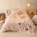Axyaa Cartoon Style Lamb Wool Printed Blanket - Double-Sided High-Gram Shawl Blanket
