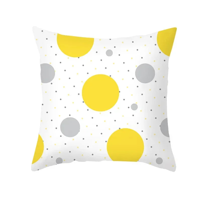 Yellow Gray Geometric Print Pillow Cover 45*45cm for Axyaa - Home Decor Essential