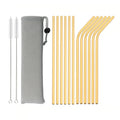 Axyaa Gold Stainless Steel Reusable Drinking Straws Set for Bar Party Cocktail