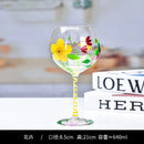 Axyaa Large Crystal Glass Hand-Painted Floral Goblet Red Wine Glass - Chinese Antique Style