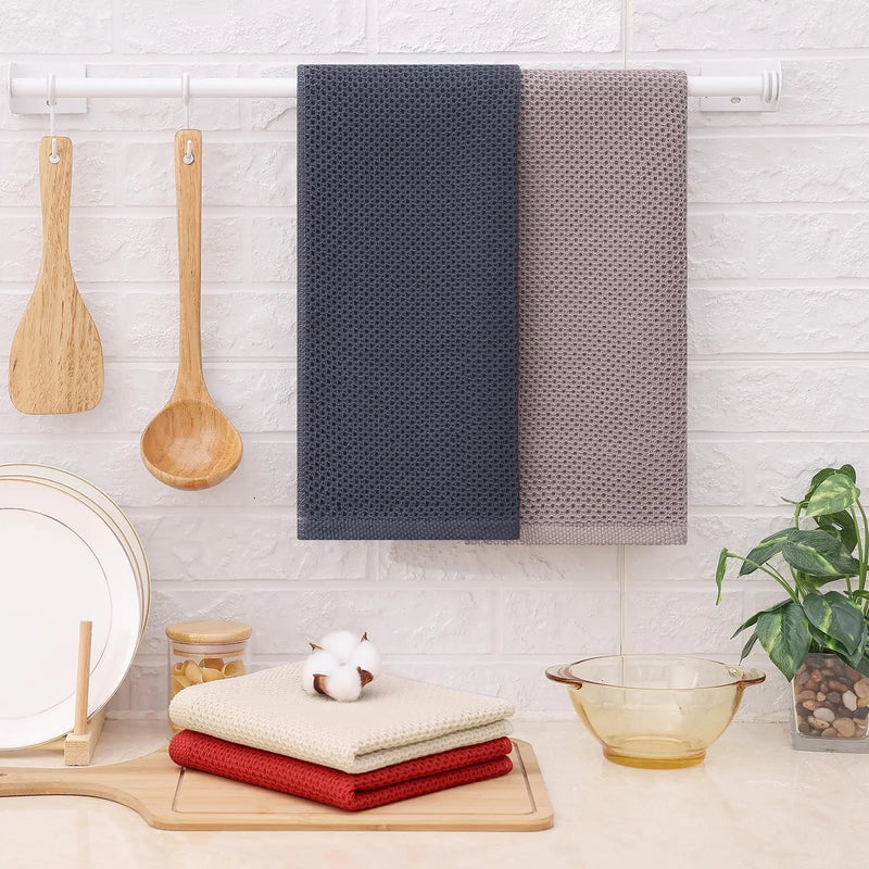 Axyaa Waffle Weave Kitchen Towel Set Absorbent Quick Dry Dishcloth Wash Cloth