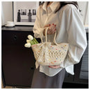 Axyaa Women's Woven Beach Tote: Lightweight Artistic Holiday Shoulder Bag