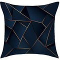 Axyaa Dark Blue Geometric Pattern Throw Pillow Covers for Sofa Bedroom Car