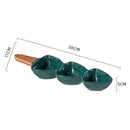 Axyaa Ceramic Handle Bowl Snack Plate with Bamboo & Wood Handle