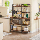 Axyaa 5-Tier Kitchen Bakers Rack with 10 Hooks, 43" Microwave Stand & Utility Shelf