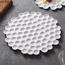 Axyaa White Ceramic Honeycomb Plate for Desserts, Snacks, Sushi & Molecular Cuisine