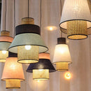 Axyaa Rattan Art Pendant Lights, Colorful Chandelier for Kitchen & Living Room