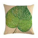 Axyaa Tropical Leaf Flax Pillowcase for Chic Living Room Decor