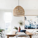 Axyaa Rattan Wicker Hanging Lamp Chinese Style Suspension Vintage Light