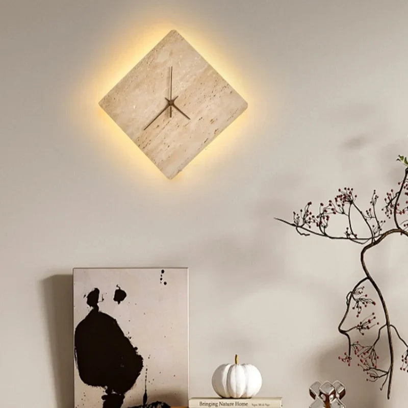 Axyaa LED Wall Clock Yellow Stone Light for Modern Nordic Decor