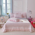 Axyaa Kapok Twill Bed Cover Set with Lace Trim and Pillowcases
