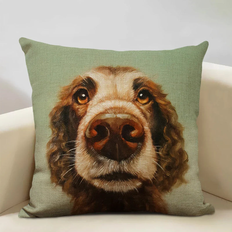 Axyaa Bullfighting Dog Cushion Cover - 45x45cm Linen Pillowcase for Home Decor