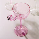 Axyaa Clear Pink Flamingo Goblet Glass Champagne Coupe Martini Cocktail Glasses