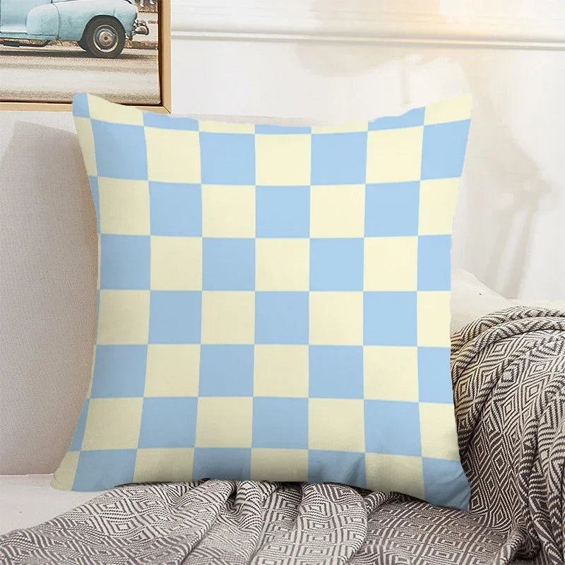 Axyaa Checkerboard Pillow Cases 45x45 Set of 2 Decorative Cushion Covers