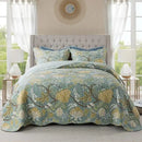 Axyaa Green Floral Reversible Patchwork Quilt Set - Queen Size