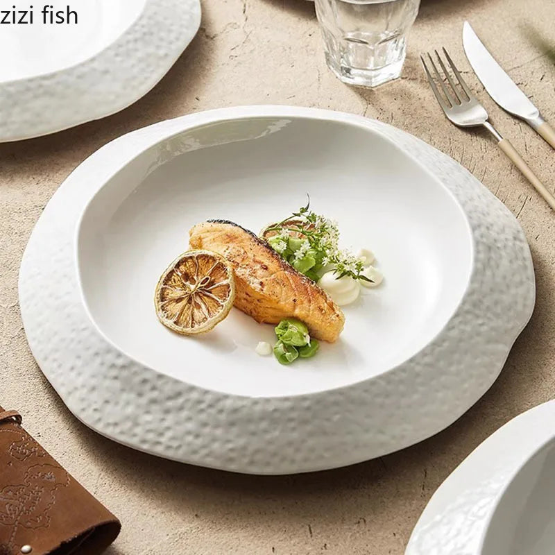 Axya Rock Texture Ceramic Deep Plate for Molecular Food Dining Experience