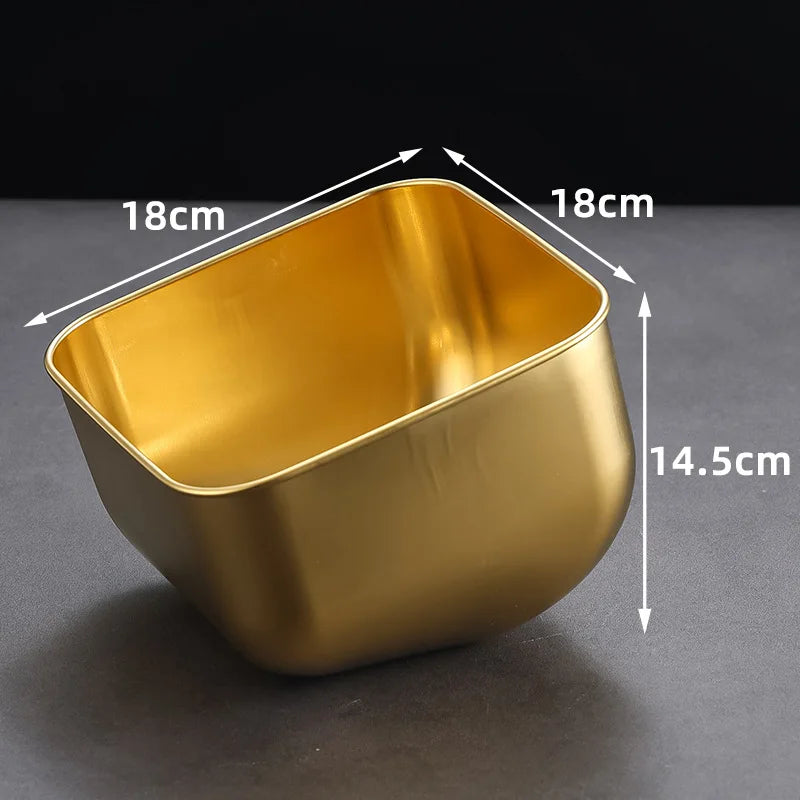 Axyaa Stainless Steel Korean BBQ Veggie Bucket Slanting Bowl, Large Capacity Kitchen Tableware