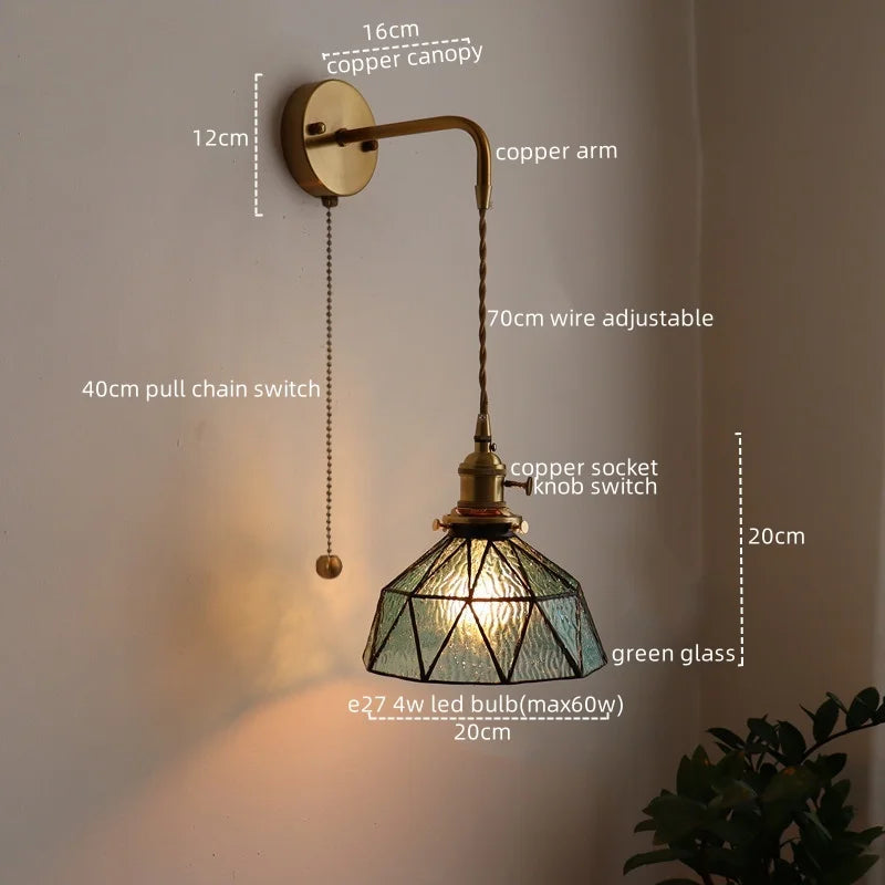 Axyaa Copper Glass LED Wall Sconce - Stylish Indoor Stair Light Fixtures