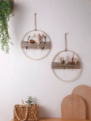 Axyaa Rustic Wooden Wall Hanging Vase with Dried Flowers & Jute Rope Decor