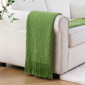 Axyaa Knitted Orange Throw Blanket with Tassels - Lightweight Fall Decor Blanket