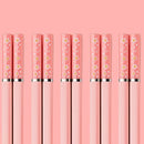 Axyaa Pink Flower Chopsticks Set - Non-slip PET Plastics Chinese Tableware