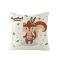 Axyaa Lovely Animals Linen Cushion Cover - Cute Bear Fox Deer Print