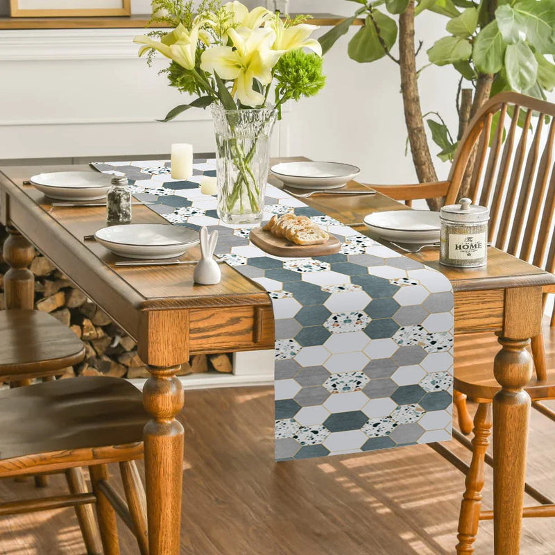 Axyaa Geometric Line Cube Table Runner - Farmhouse & Wedding Party Decor