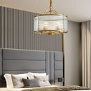 Axyaa Gold Metal Glass Tube Chandelier: Modern Large Round Dining Table Lighting