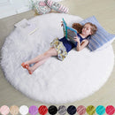 Axyaa Shaggy White Fluffy Round Rug, Soft Pink Carpet for Girls Bedroom and Living Room