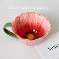 Axyaa Flower Shape Ceramic Coffee Cup Pair Office Home Mug
