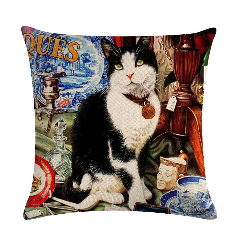 Axyaa Cat Series Linen Pillowcase 45x45cm
